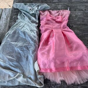 TWO GUNNE SAX GIRLS DRESSES SZ 3 both Elegant Pink and Blue Dresses, satin